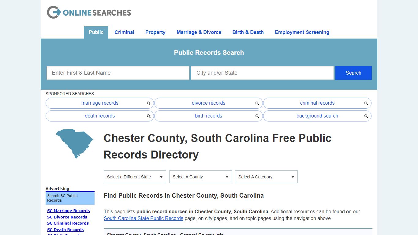 Chester County, South Carolina Public Records Directory