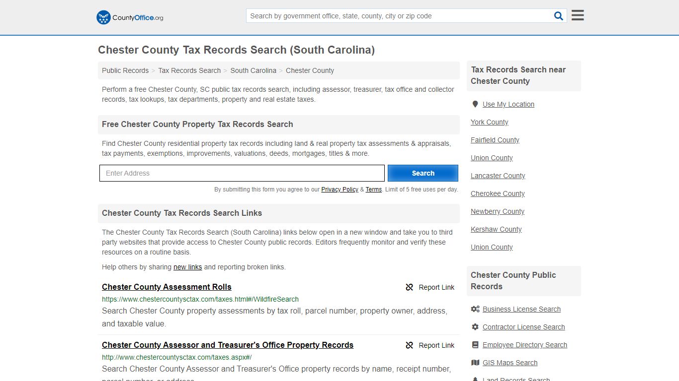 Tax Records Search - Chester County, SC (Business ...